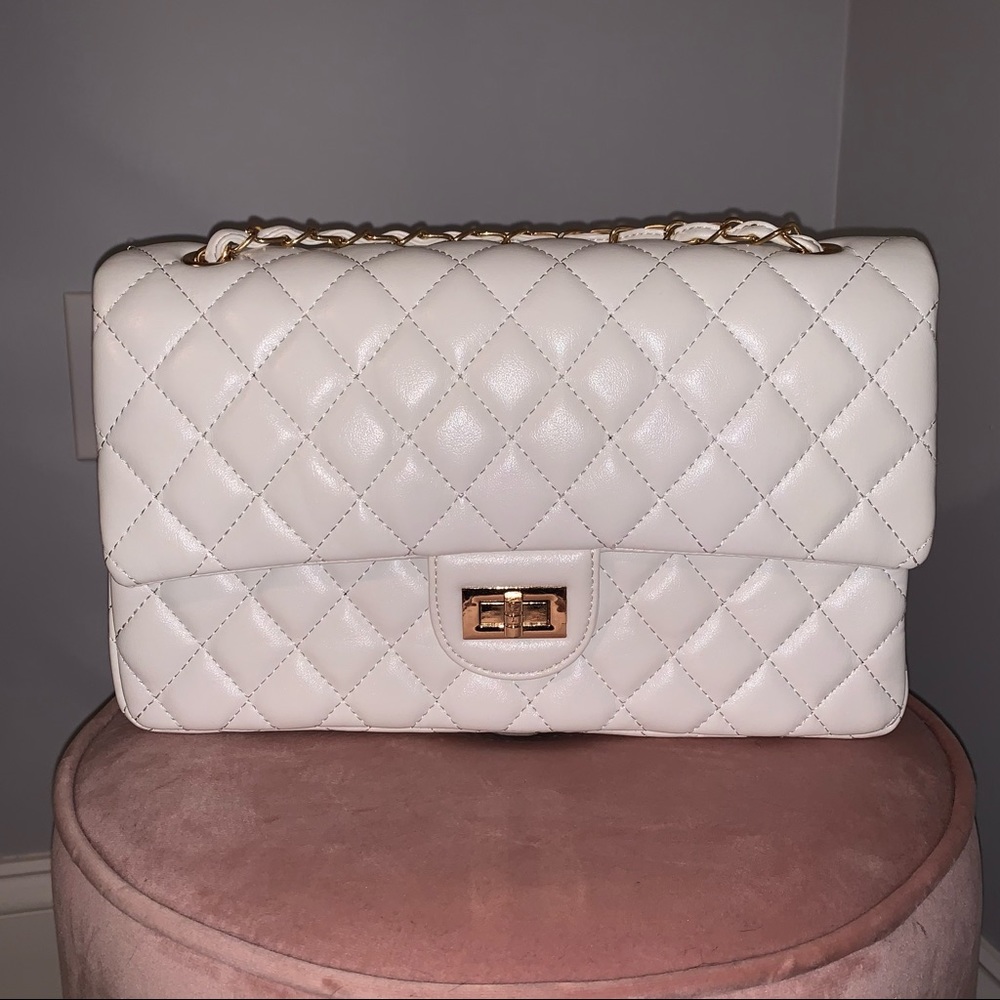 Designer Inspired Shoulder Bag - Jumbo White